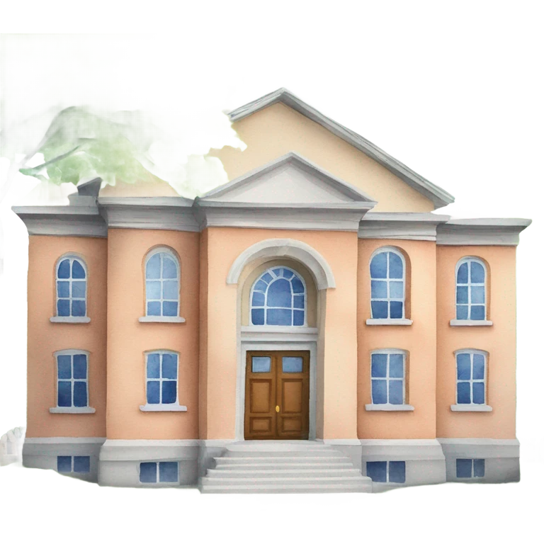 Watercolor paint school building emoji