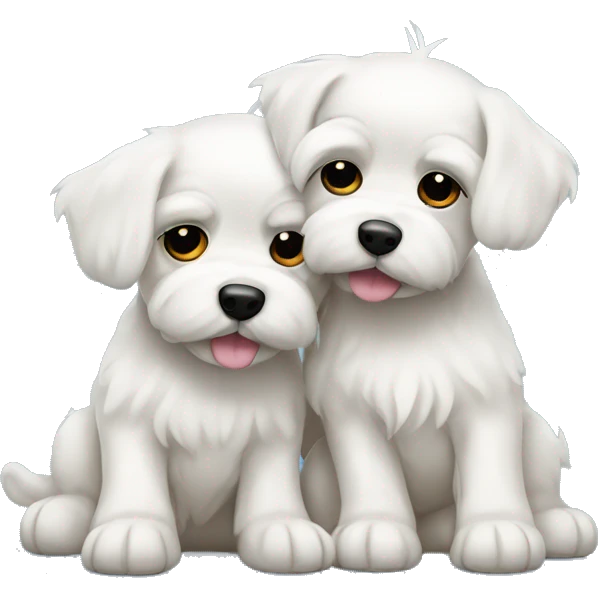 Tow Maltese dogs hugging each other  emoji