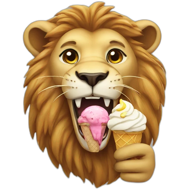 Lion eating icecream emoji