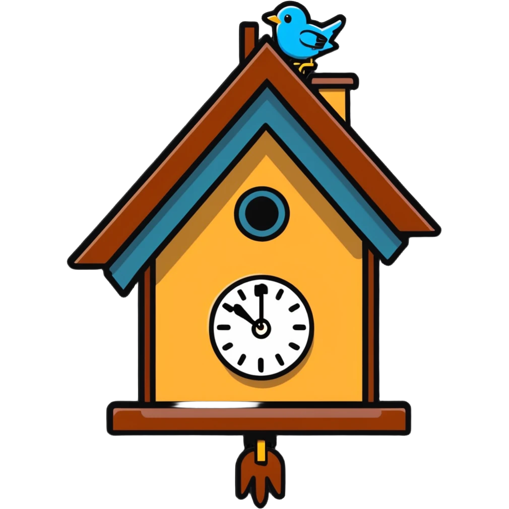 cuckoo clock with bird popping out emoji