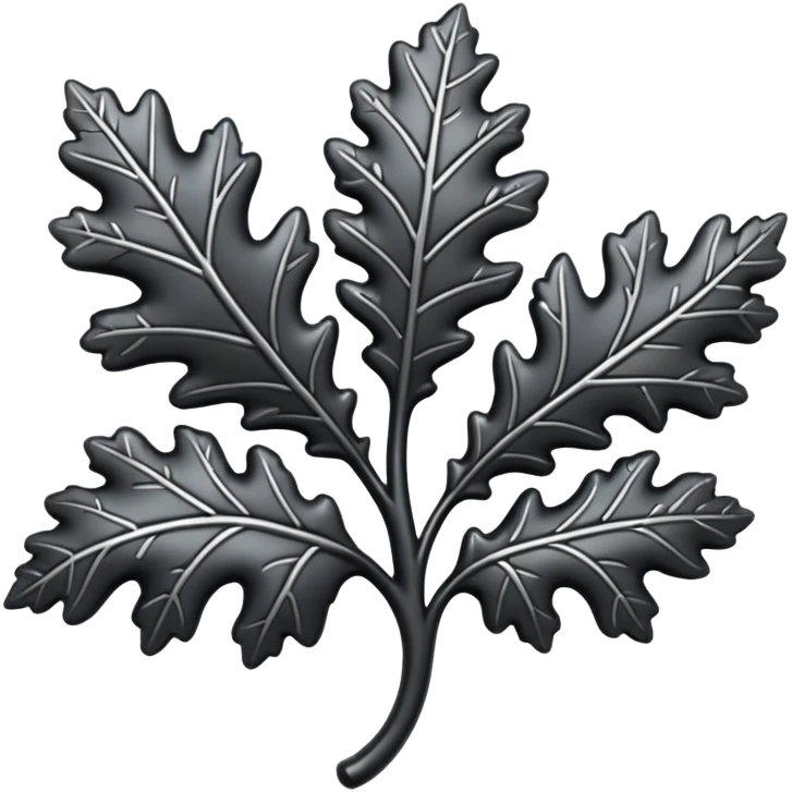 Black and silver filigree Oak leaf, 3D, extremely detailed design emoji