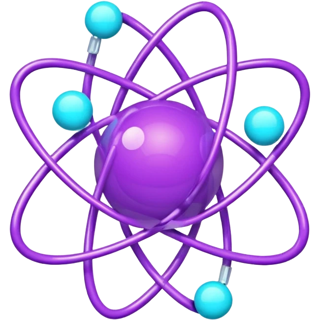 minimalistic atom, neon purple (#8B5CF6) and cyan (#00E0FF), representing Atom team creativity and innovation, clean tech design emoji