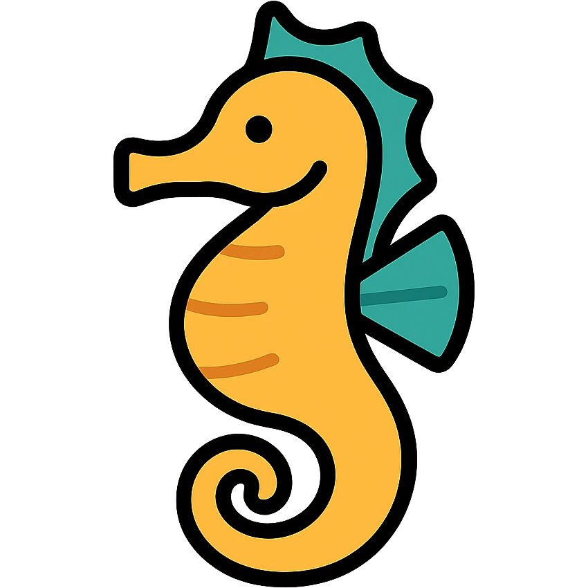 color outline icon of a seahorse emoji