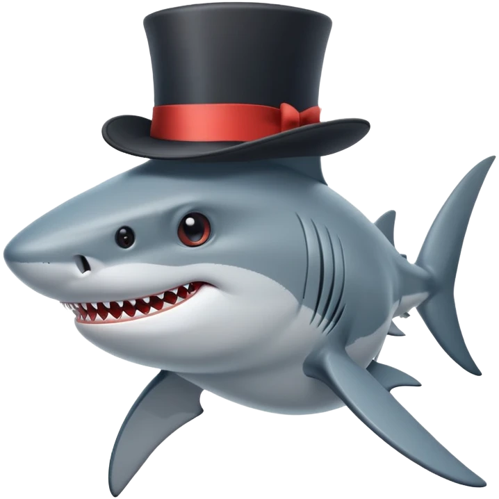 Shark with a top hat emoji