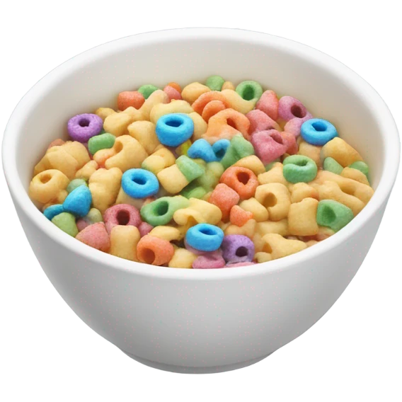 A bowl of rainbow cereal WITH MILK  emoji
