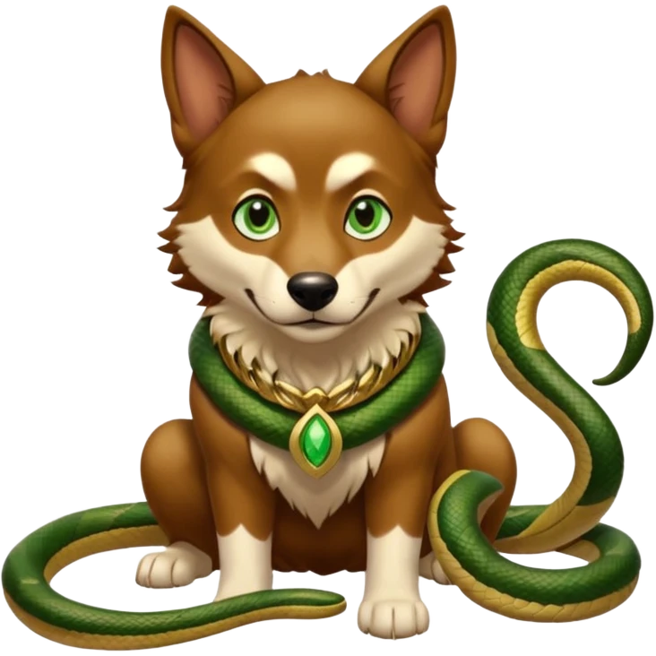 loki god of mischief as a dog. he as snakes.  dynamic pose emoji
