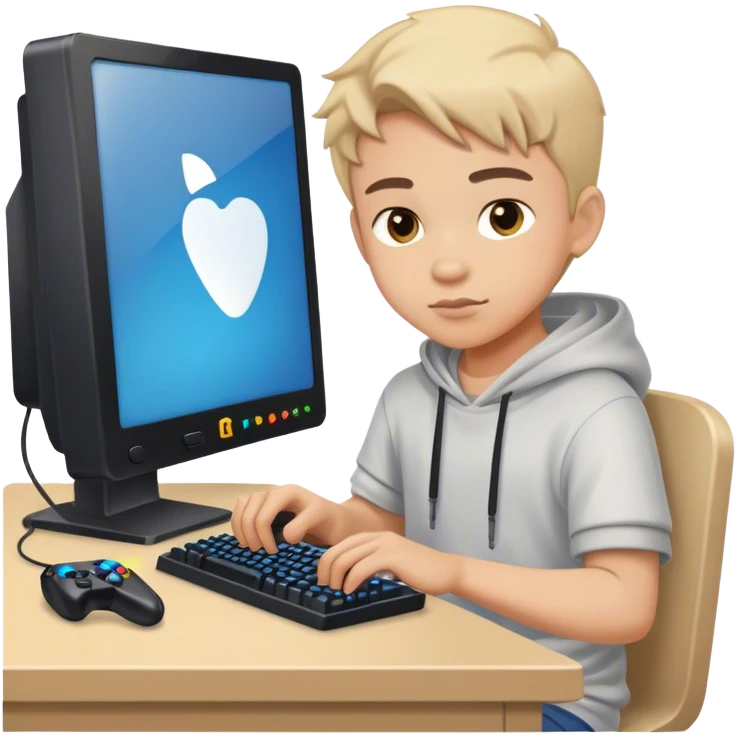 Boy gaming on a Sunday pc emoji