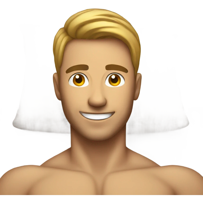 smiling male on bed with abs emoji