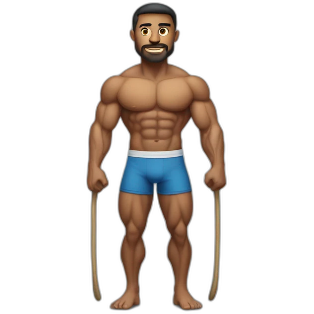muscular man with thin stick legs emoji