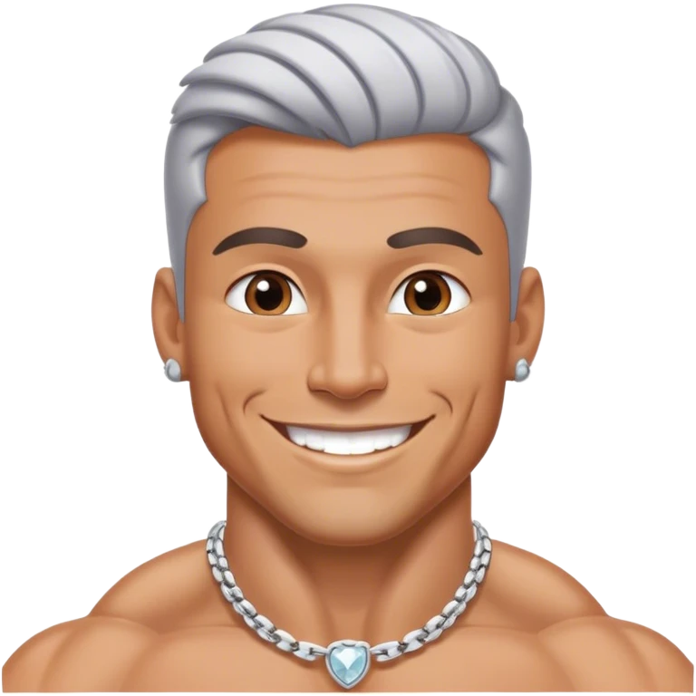 smiling muscular man with  silver jewelry emoji