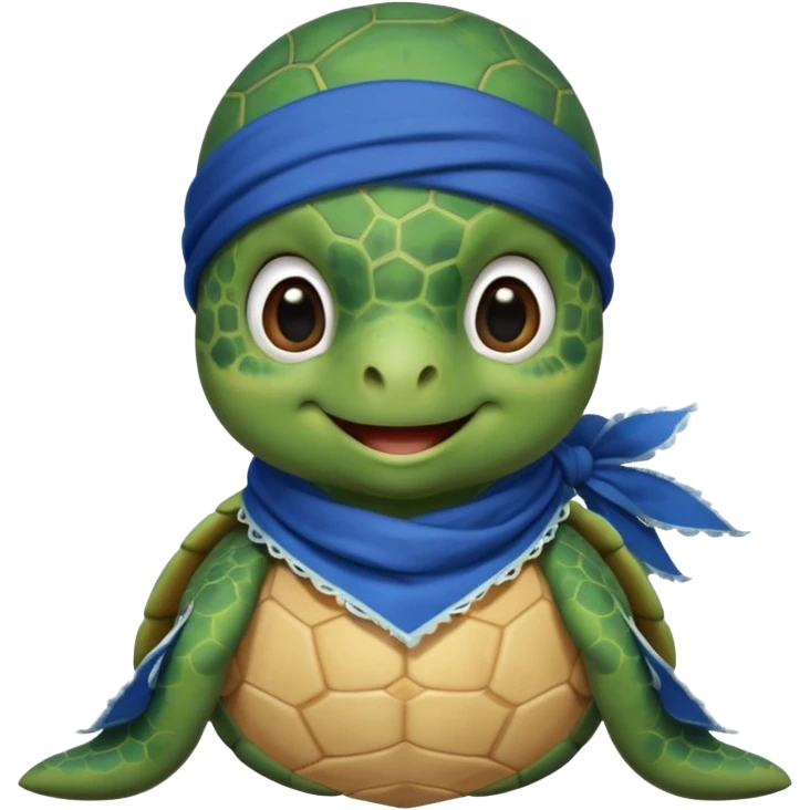 cute sea turtle wearing a blue pirate scarf emoji