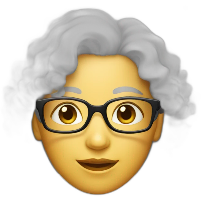 a female graphic designer with glasses and white curly hair. emoji