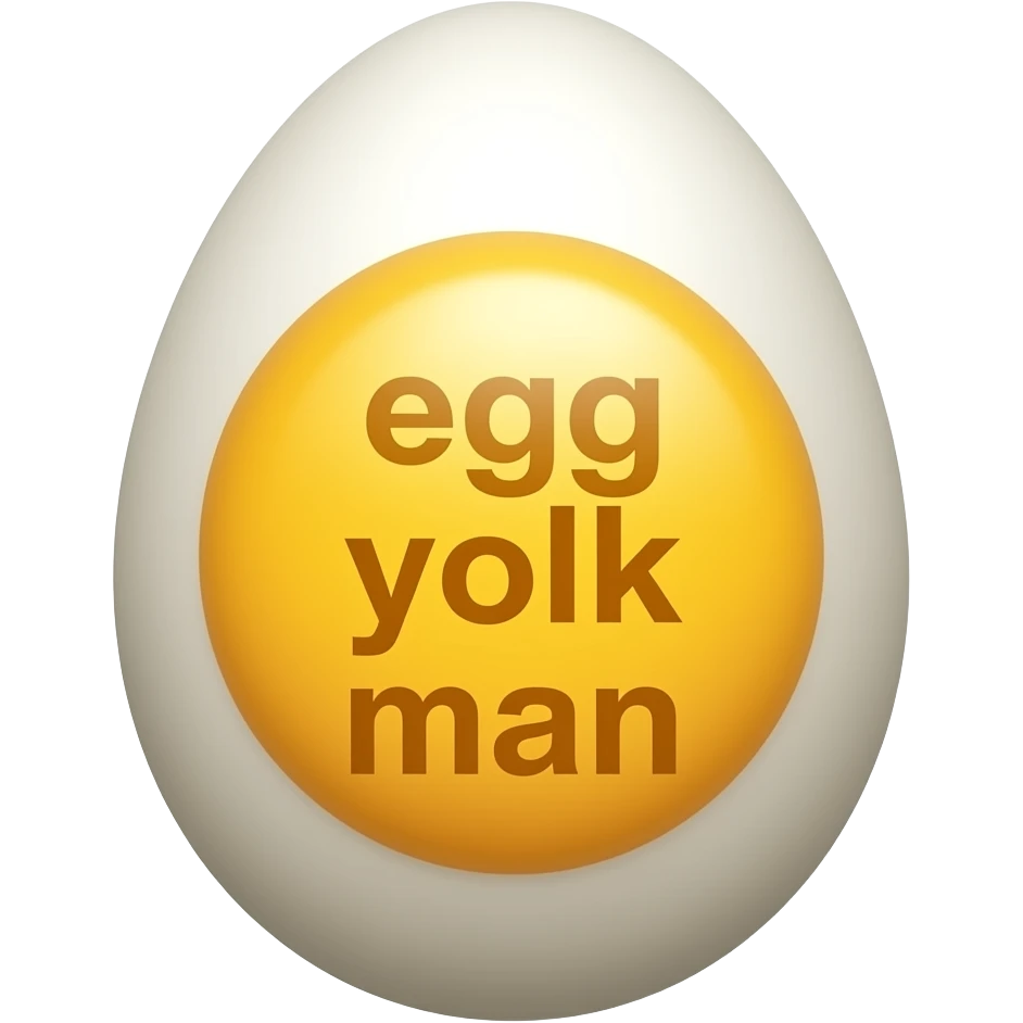 a figure made of egg yolks, and on his torso is the words "egg yolk man" emoji