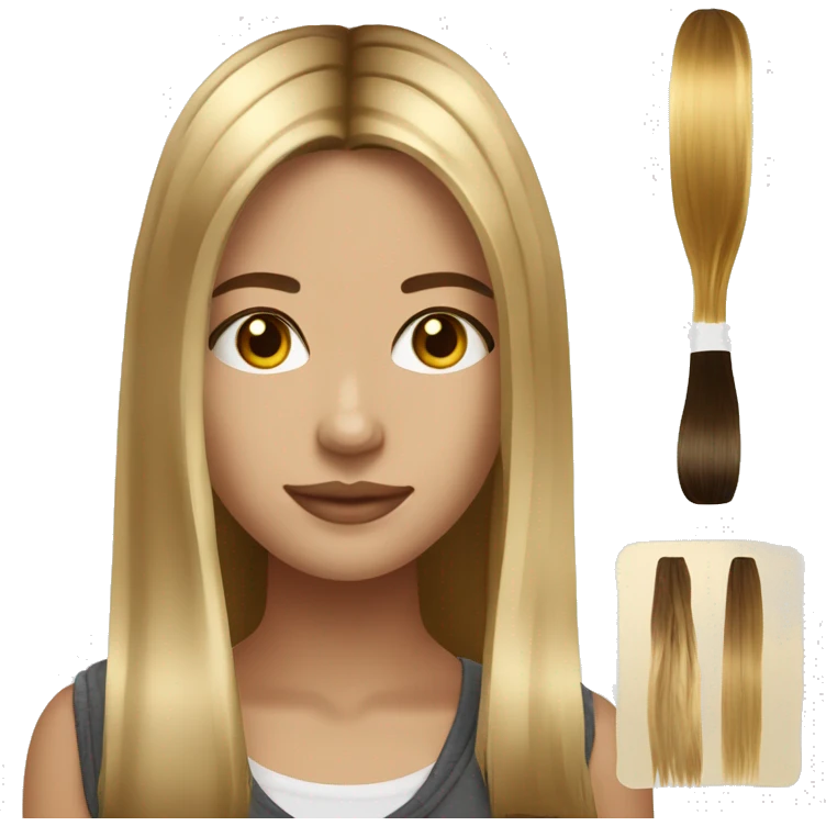 girl bong balayage brown to golden blonde caucasian straight hair emoji