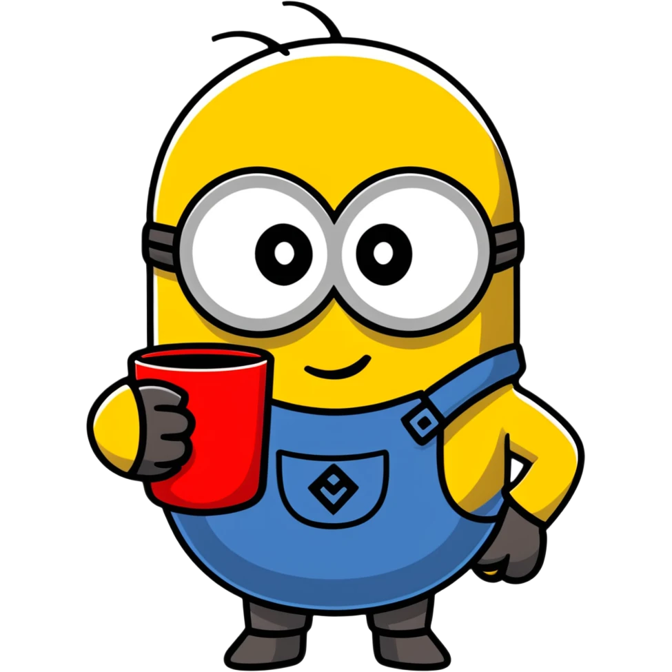 minion holding a red cup in its right hand emoji