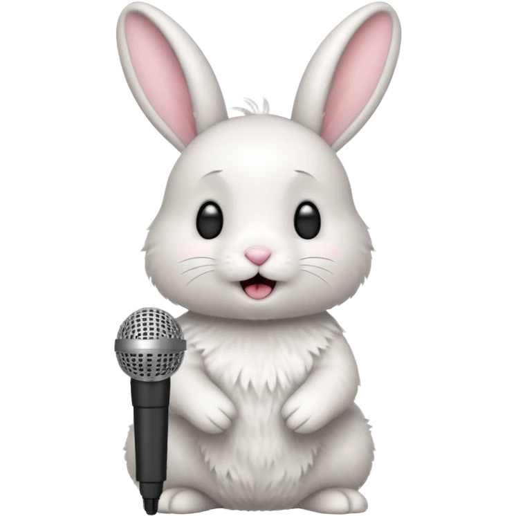 white bunnie singing to mic emoji