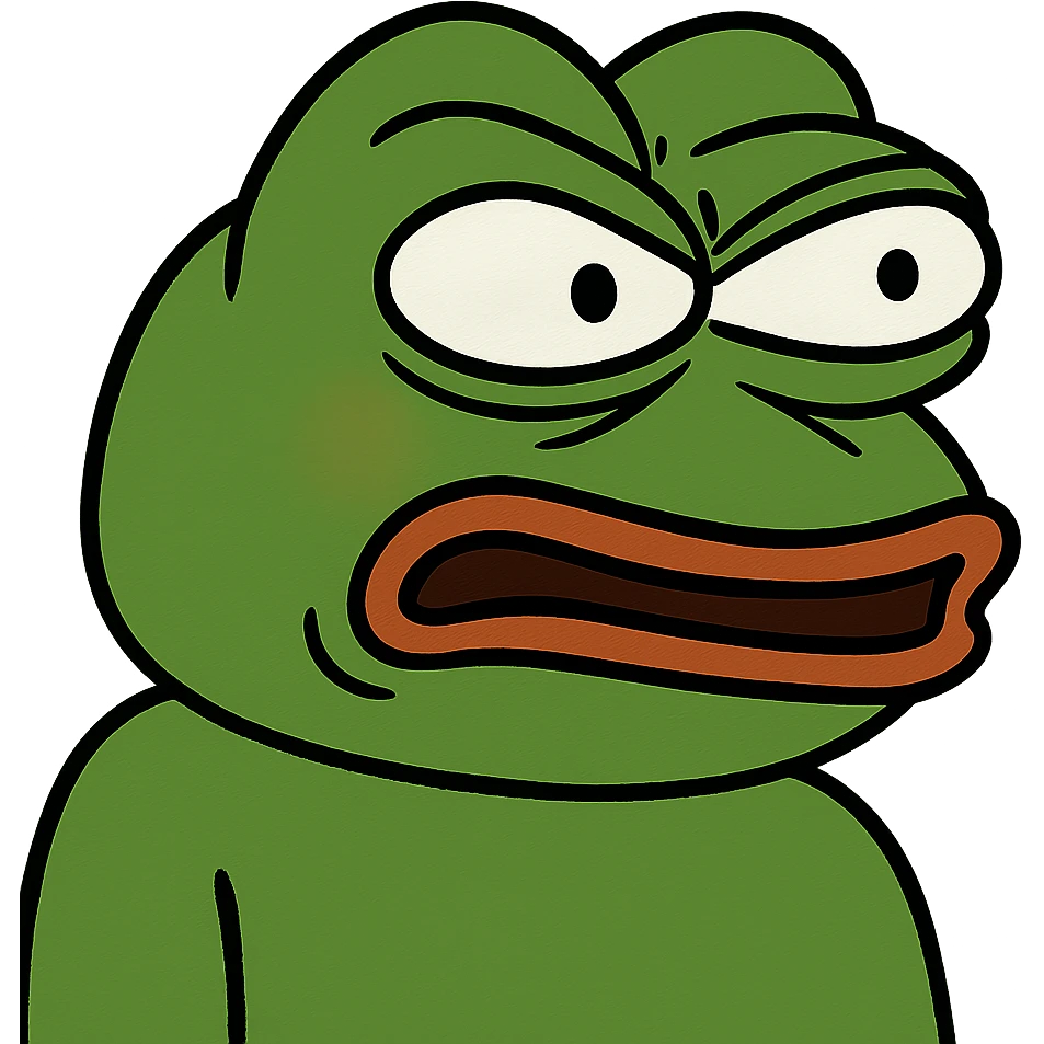 pepe the frog with an angry face expression emoji