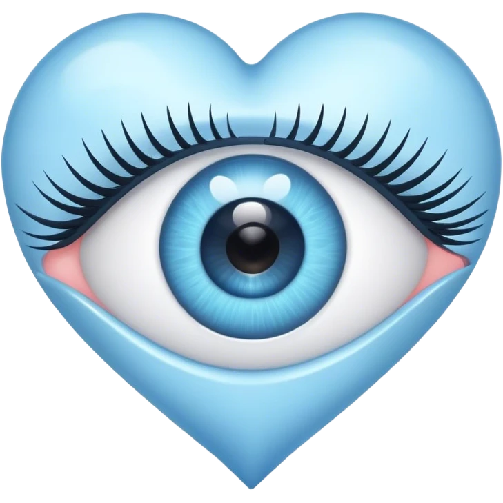 Eye with eyelashes inside light blue heart emoji