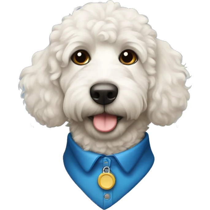 Bernadoodle with blue collar  emoji