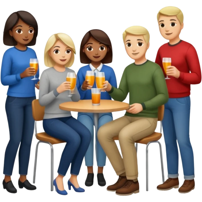 A large crowd of adults in casual clothing at an afterwork meeting emoji