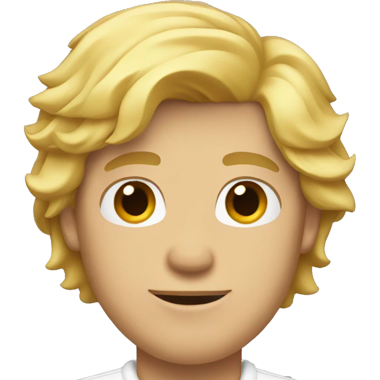 A guy with blond hair in a white polo. emoji