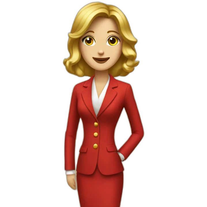 Posh-woman-with-red-suit-offering-goldbar emoji