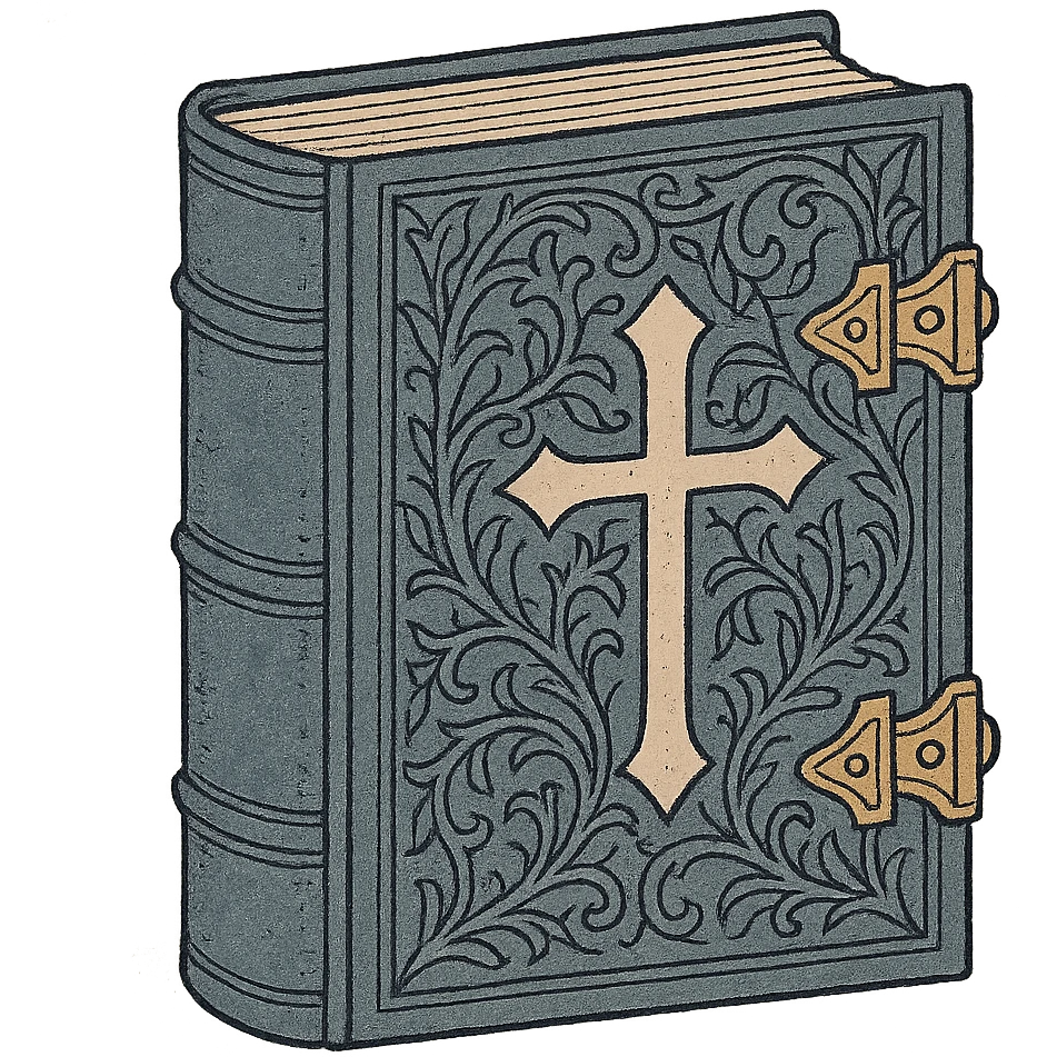gothic book with metal clasps, ancient and worn, medieval art style emoji