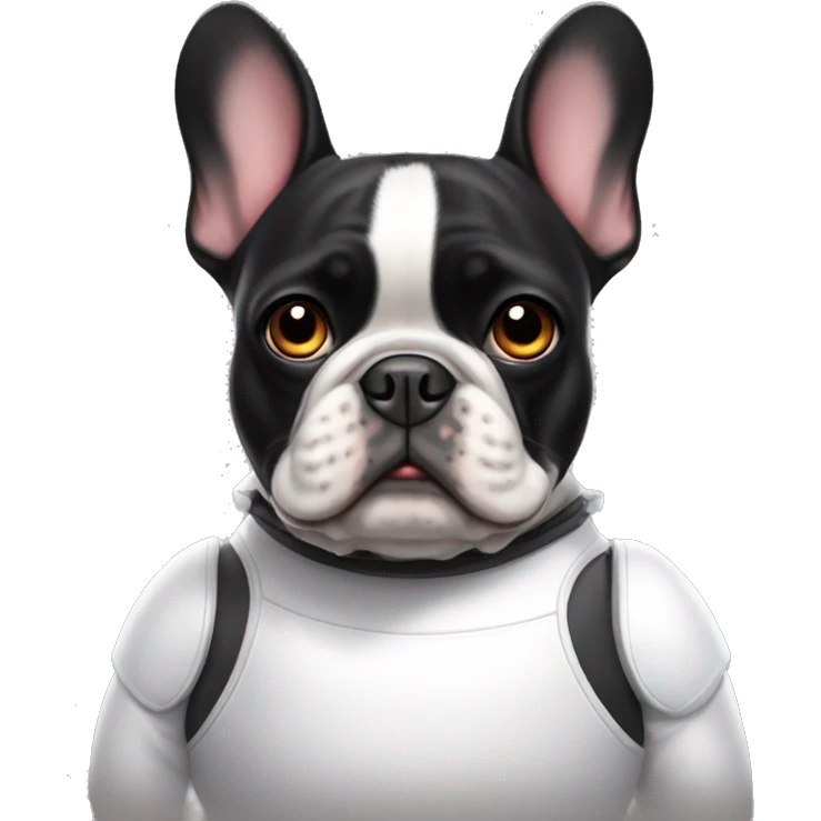Black & white frenchie with baymax costume emoji