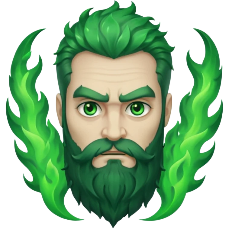 hades greek god with green flames and beard emoji