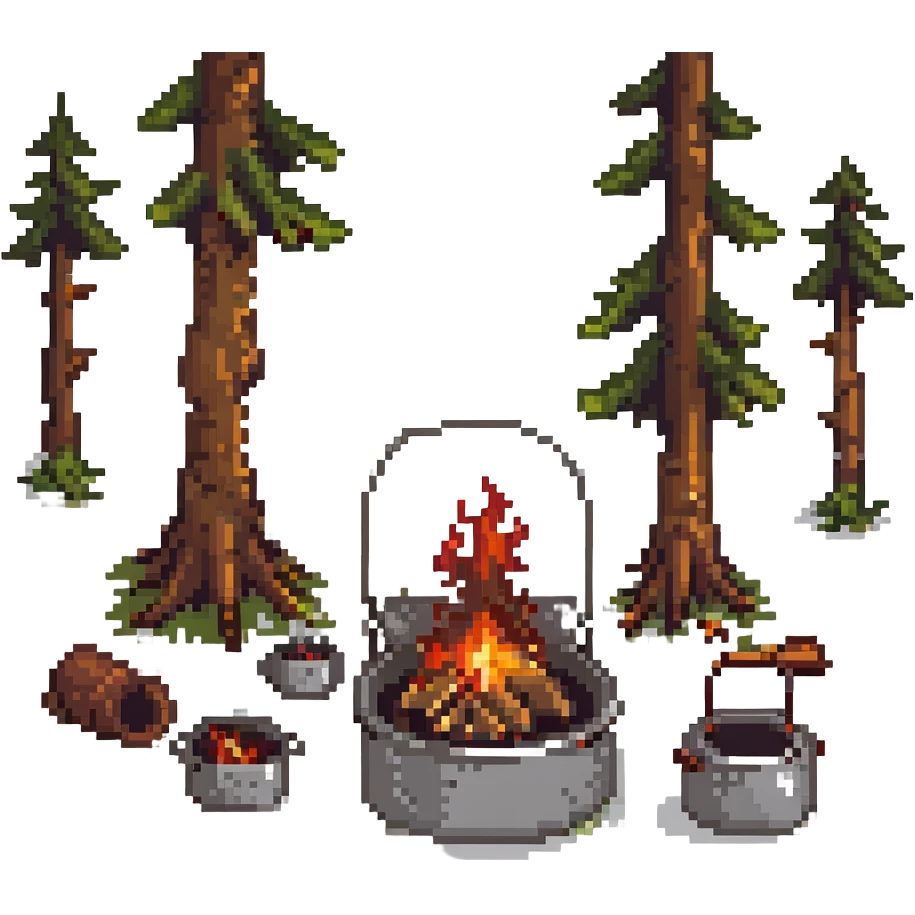 campfire with cooking pot in the forest emoji