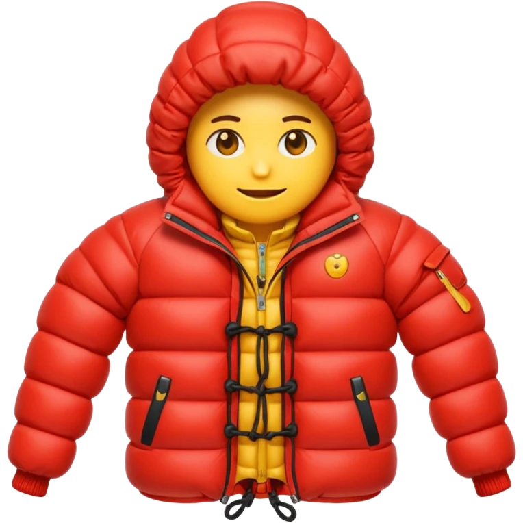 emoji dressing a down jacket, with ropes around it emoji