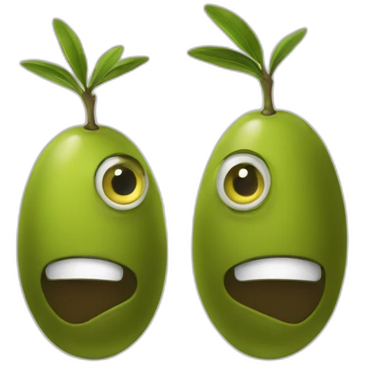 stack of two olives but one is feeling weird emoji