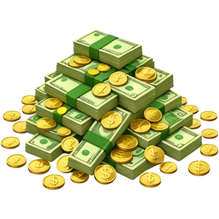 It's an image of money such as coins and bills, but there's only one or two neatly emoji