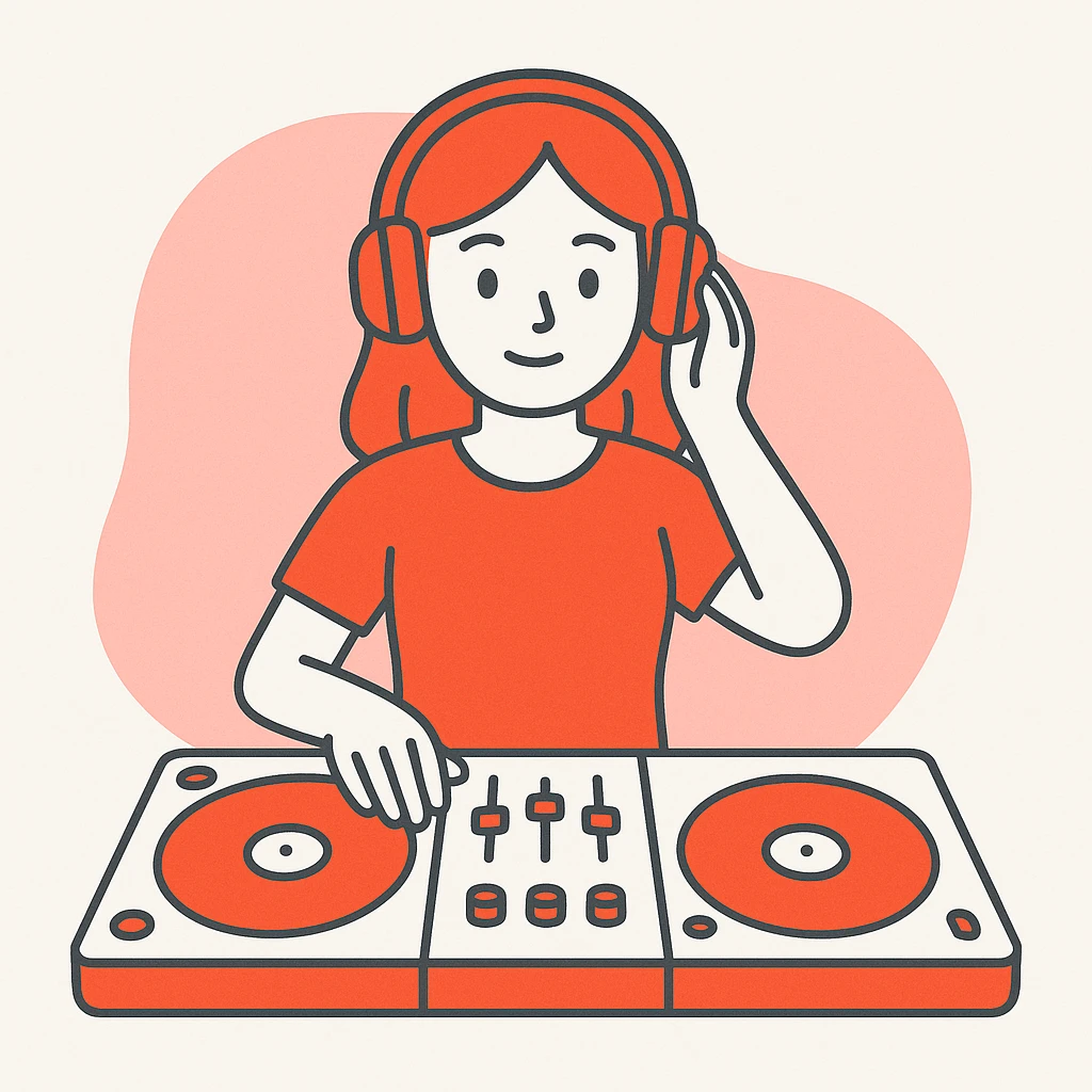 girl playing DJ set emoji
