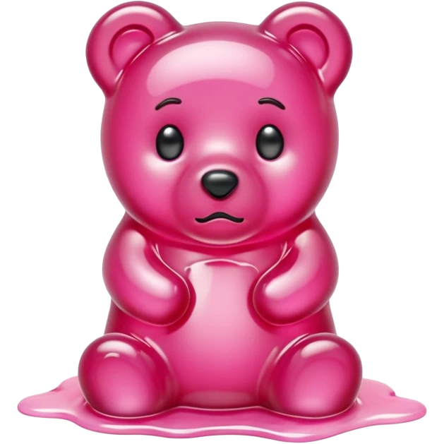 Sad pink Gummy bear melting into ground emoji