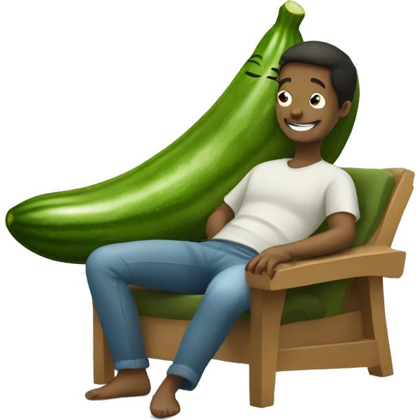 Smiley relaxing wearing cucumbers emoji