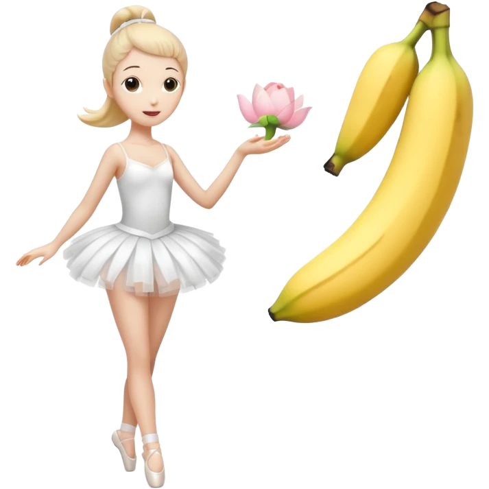 A banana talking to a ballerina with a skirt emoji