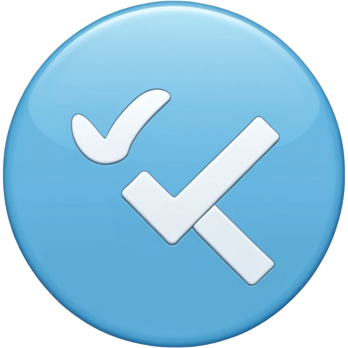 Draw a circle Sky blue and the verified  with a blank checkmark ☑️ emoji