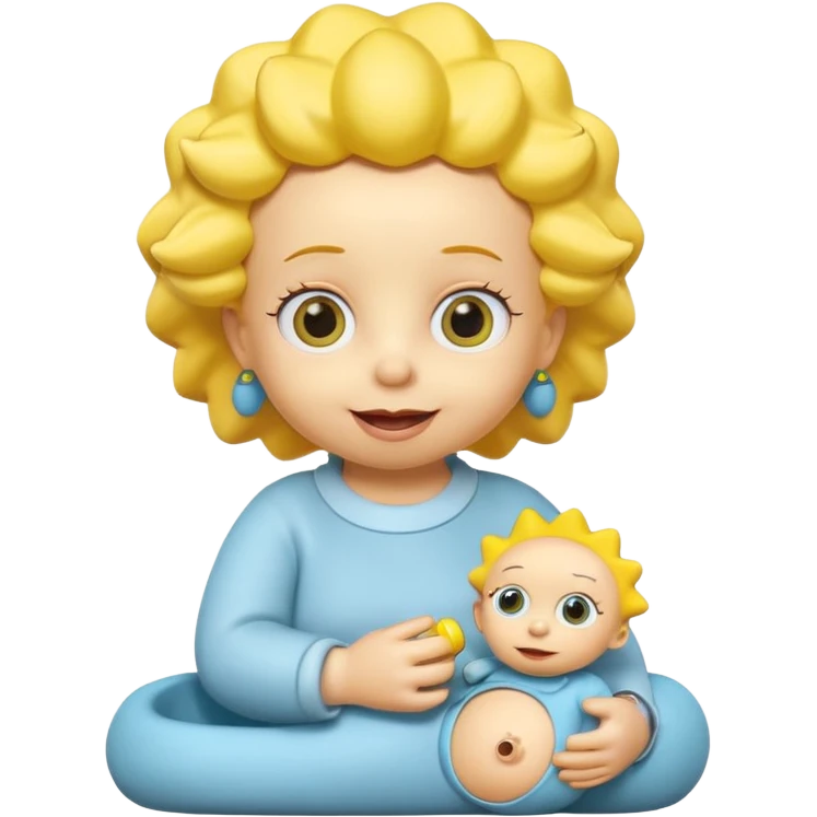 A 3D cartoon baby character fully yellow skin, styled like Maggie Simpson, with pacifier, big eyes, smooth shading, Memoji-style rendering, consistent with other yellow Simpsons characters. emoji
