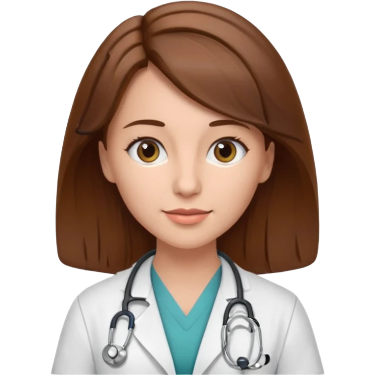 brown hair caucasian female physician emoji