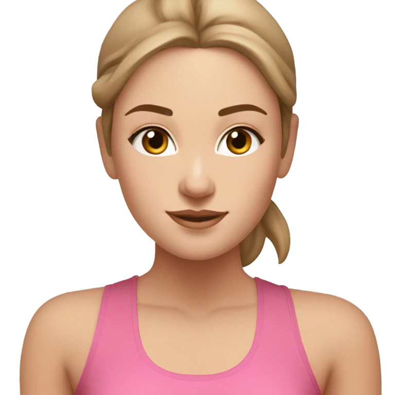 White girl light brown hair doing yoga with pink alo yoga outfit emoji