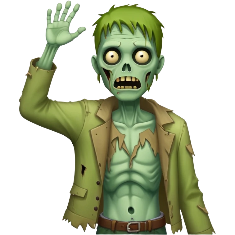green zombie with one hand raised in the air emoji
