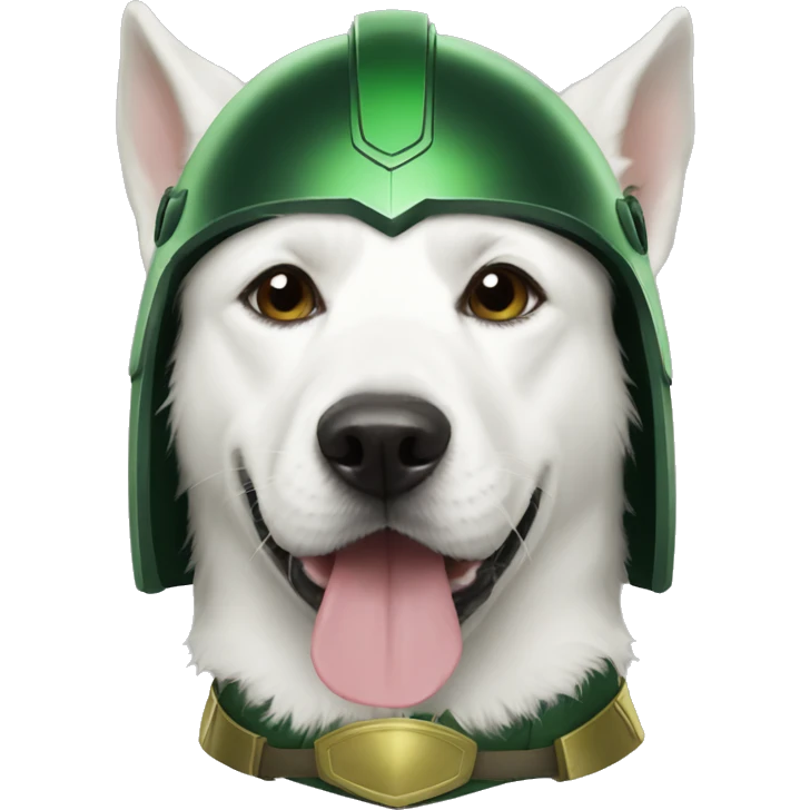 loki as a white dog with helmet emoji