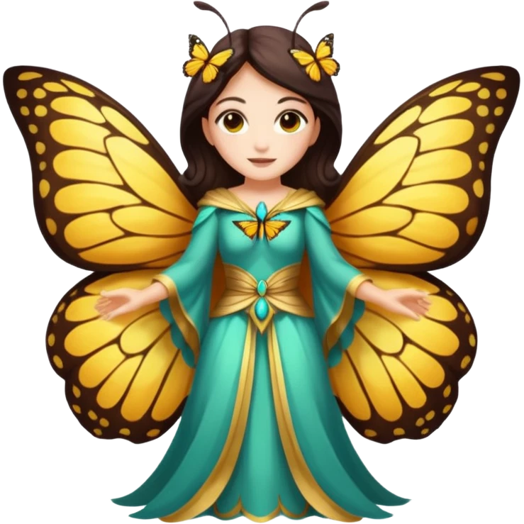 nature spirit woman dressed as butterfly herald, wing sleeves spread emoji
