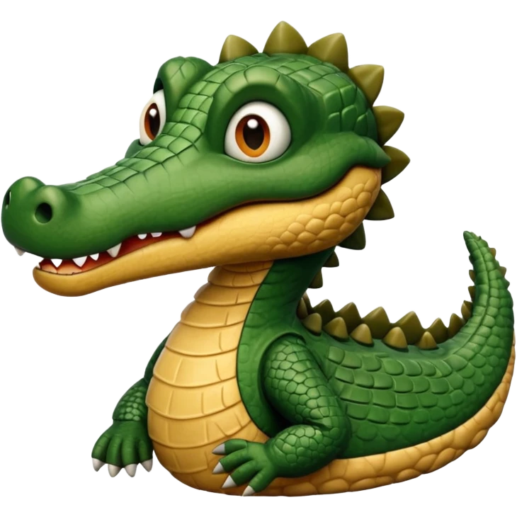 A clay academic alligator. The background is a solid white circle emoji