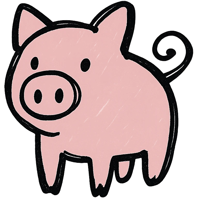 hand drawn outlined icon of a pink animal, no fill emoji