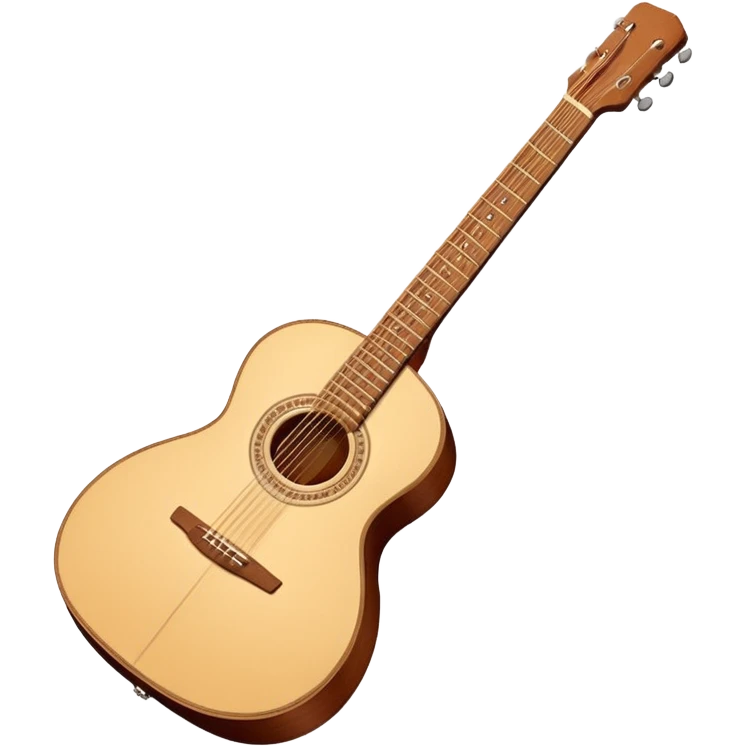“Flat vector icon of a Cuban tres guitar in three-quarter view, warm brown wood, thick dark outline, minimal details, centered on a soft warm cream or beige rounded-square (or circle) background; outside that shape everything is transparent. High resolution PNG.” emoji
