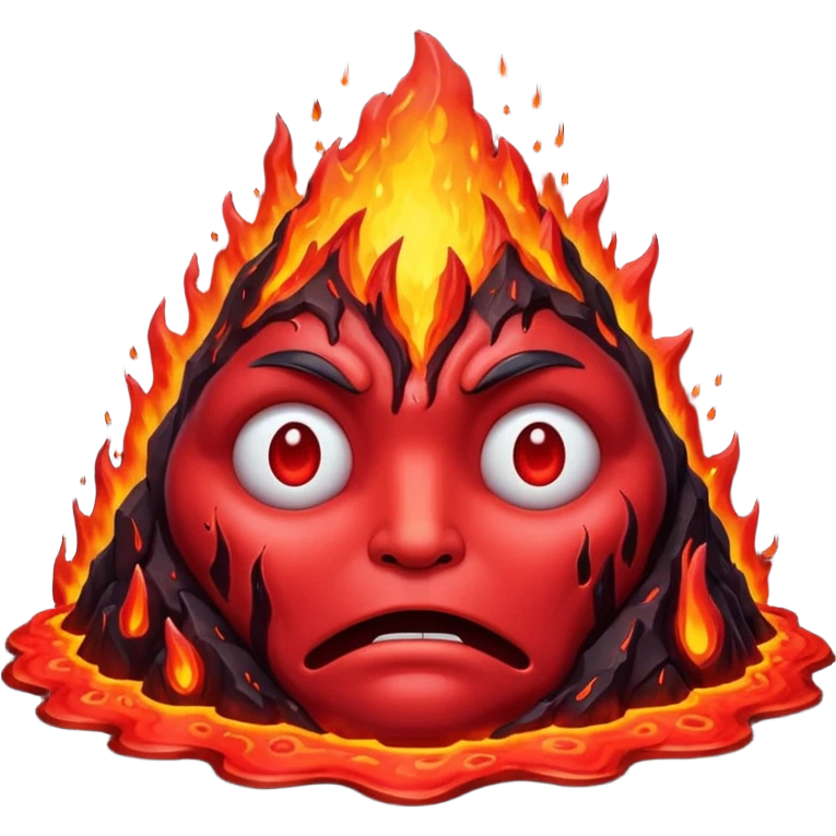 Create a volcano with its eyes tightly shut red face emoji