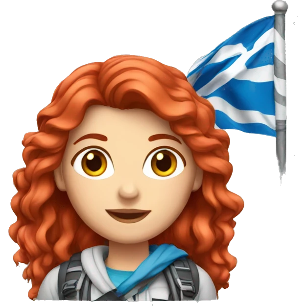 a red hair female on everest with greek flag emoji