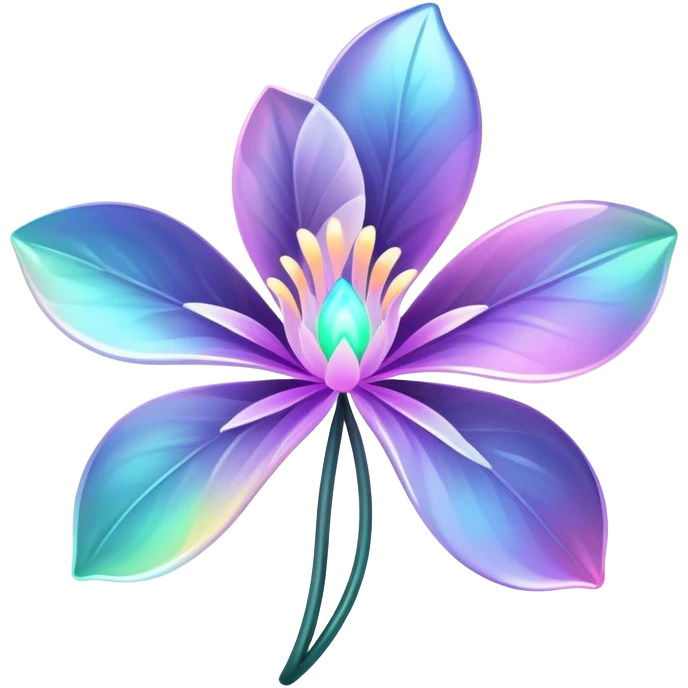 Dark Pastel iridescent transparent glossy bio-luminescent flower emoji